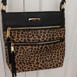 Cluci Leopard Print Crossbody Bag with Black Trim